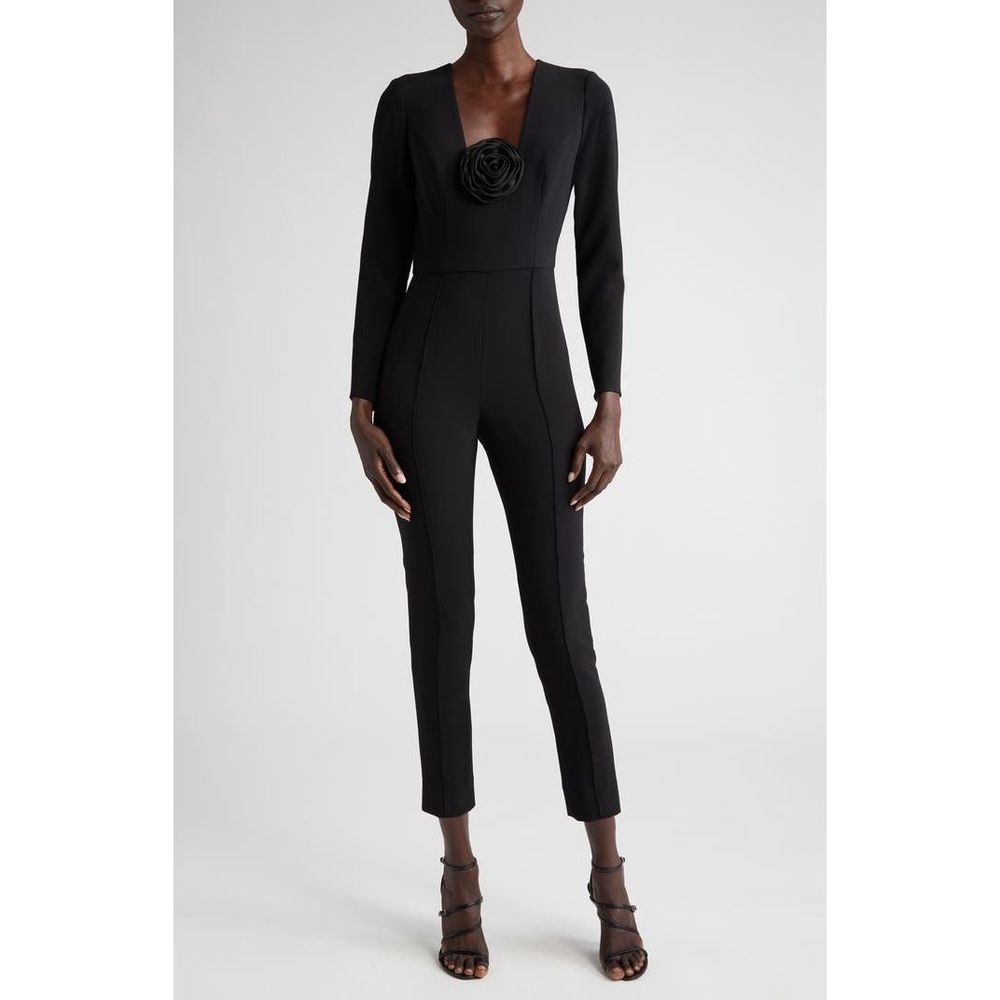 Carolina Herrera Rosette Detail Long Sleeve Jumpsuit